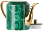 L'OBJET Green & Gold Malachite Teapot, 1.2 L