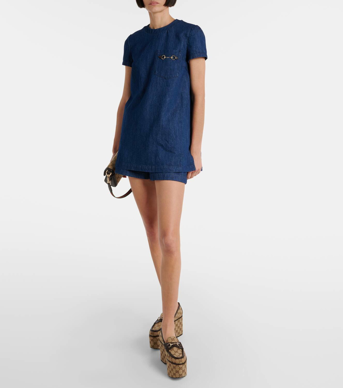 white christmas dresses Gucci blue denim dress