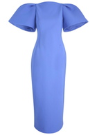 Solace London Lora Crepe Midi Dress Blue