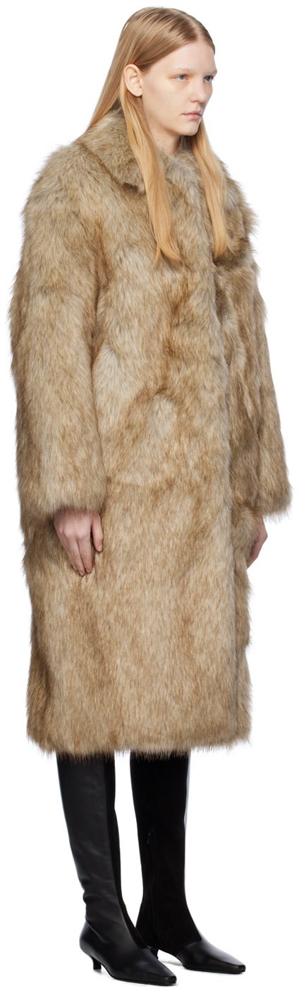 TOTEME Beige Vented Faux-Fur Coat Toteme