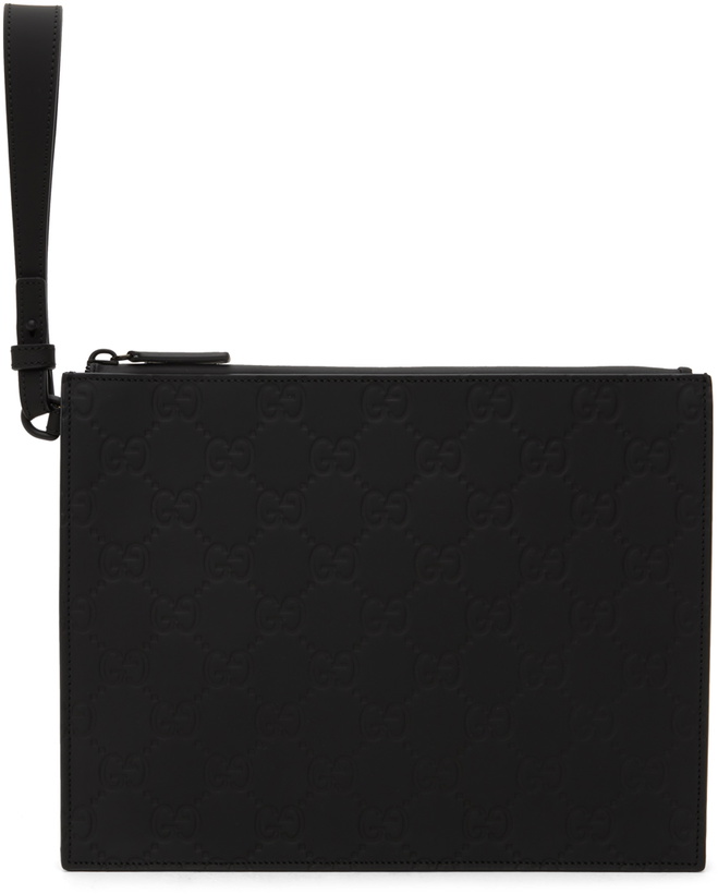 Photo: Gucci Black GG Rubber Effect Pouch
