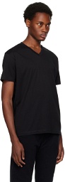 Sunspel Black Riviera Midweight V Neck T-Shirt