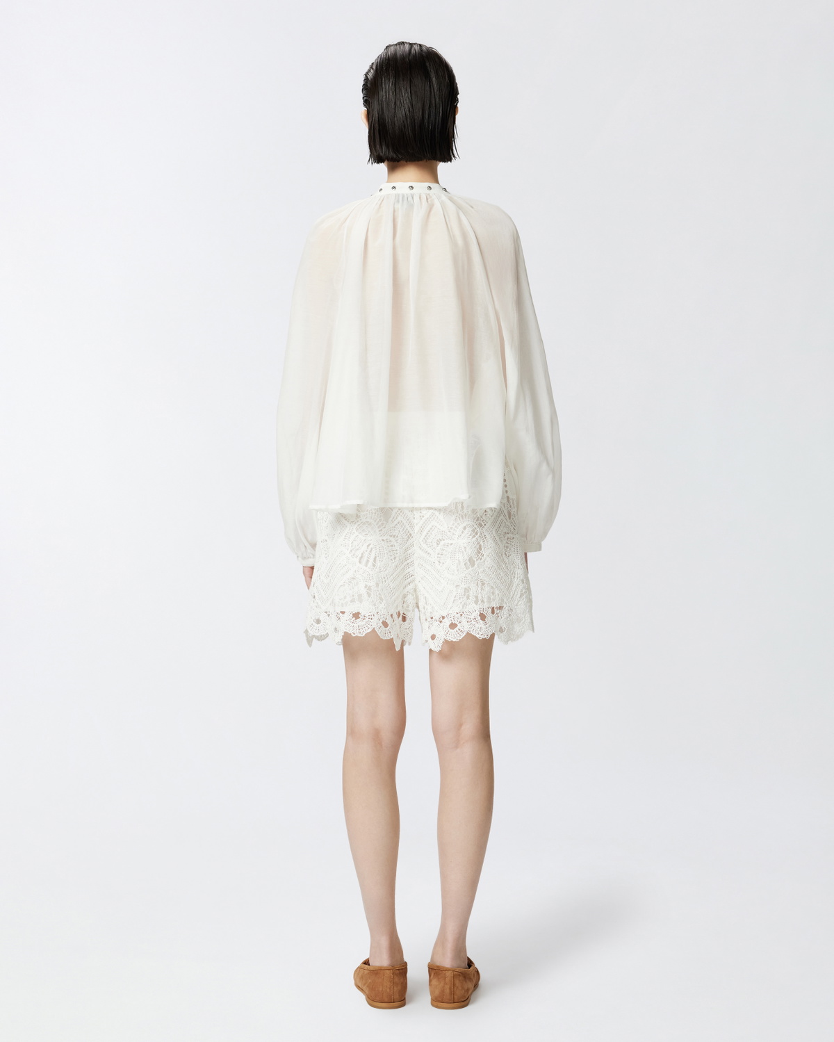 Pinko Silk Blend Blouse With Small Metal Studs Snow White
