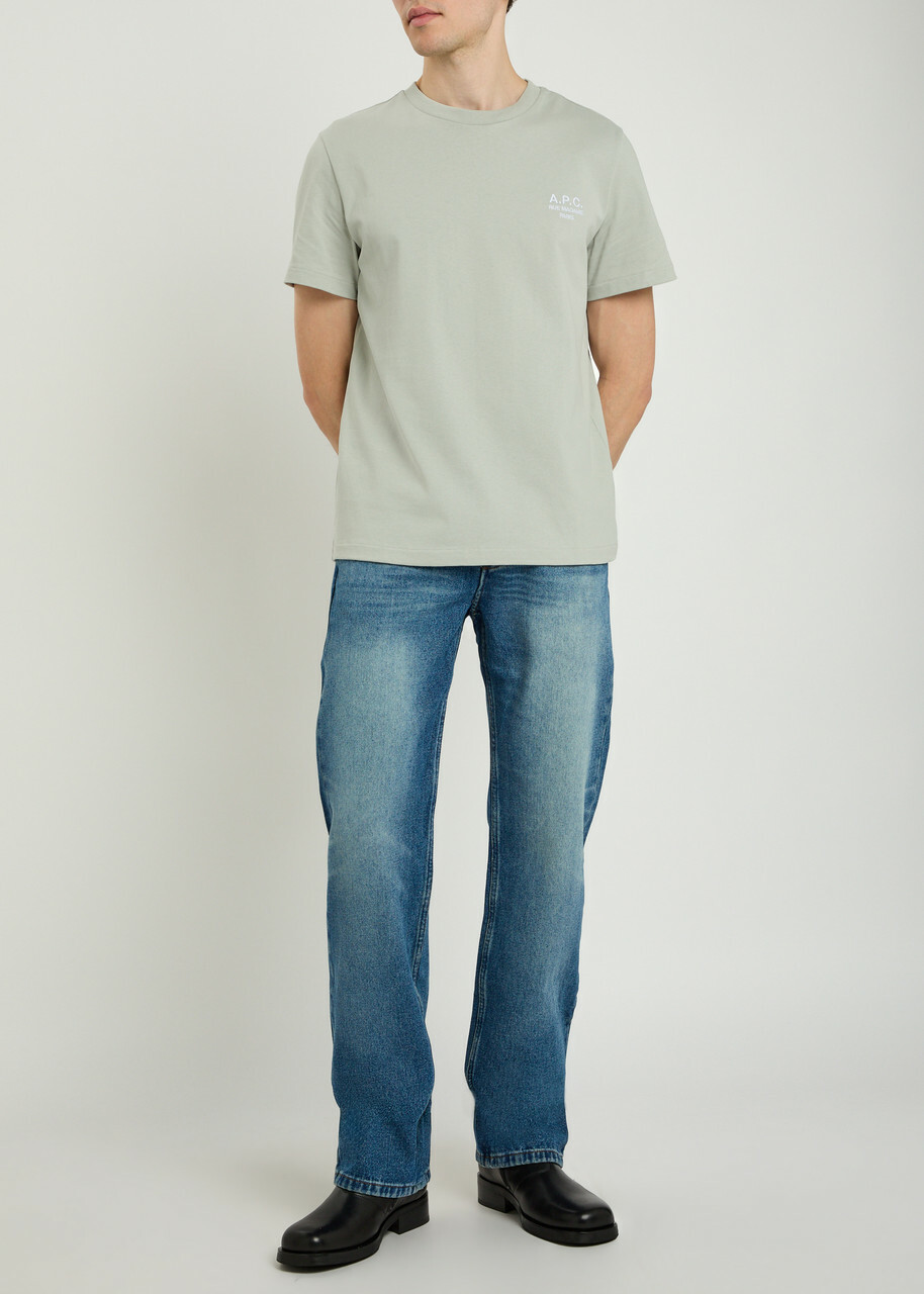 A.P.C. Logo-embroidered Cotton T-shirt Light Grey