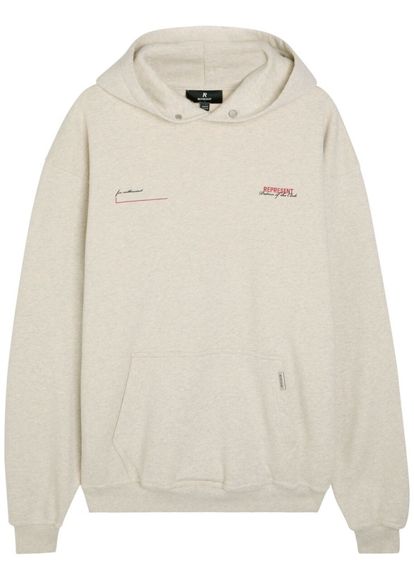 Photo: Represent Patron of The Club Logo Hooded Cotton Sweatshirt Cream