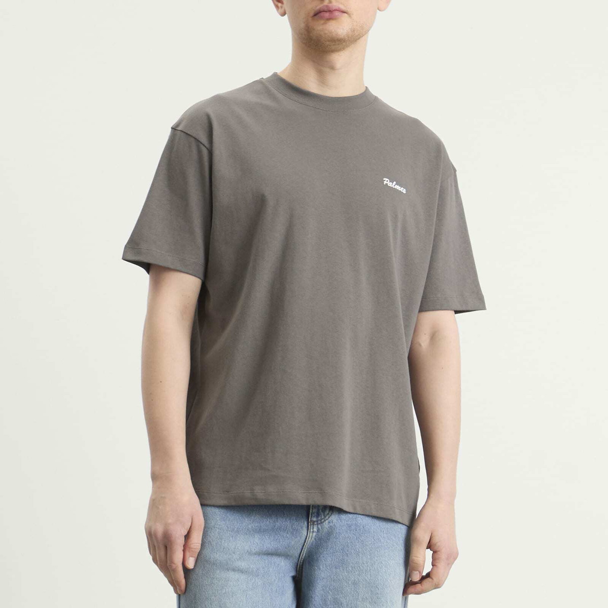 Palmes Men's Logo Stitch T-Shirt in Charcoal