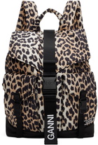 GANNI Black & Beige Leopard Tech Backpack