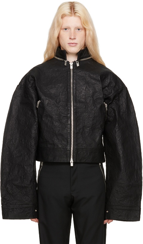 Photo: HELIOT EMIL Black Stiff Faux-Leather Jacket