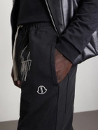 Rick Owens - Moncler Straight-Leg Logo-Appliquéd Embroidered Cotton-Jersey Sweatpants - Black