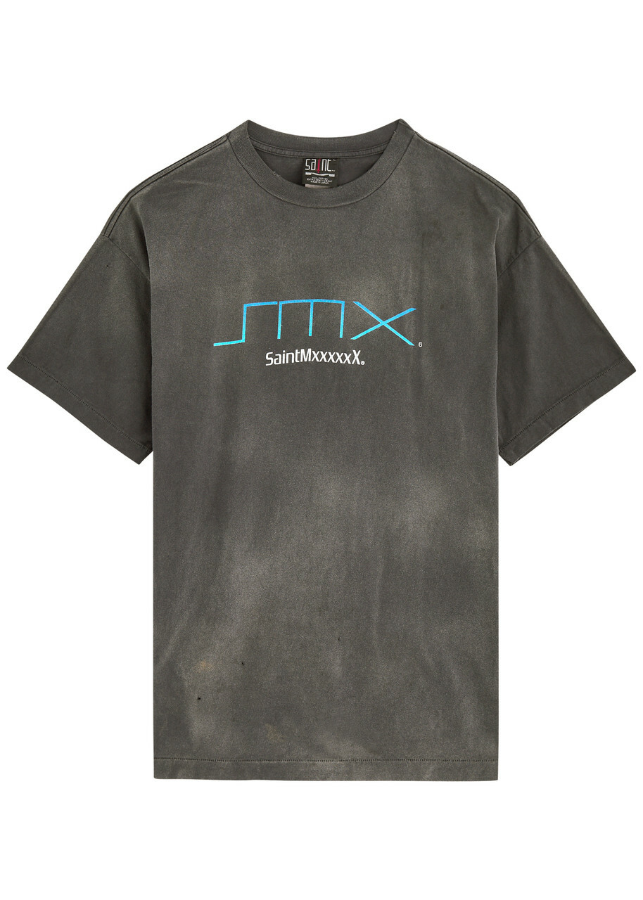 Saint Mxxxxxx PS2 Logo-print Cotton T-shirt Black SAINT Mxxxxxx