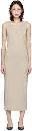 Maison Kitsuné Beige Baby Fox Ribbed Tank Maxi Dress