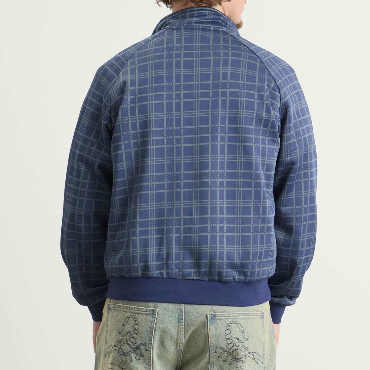 Butter Goods Men's Tricot Track Jacket in Navy Plaid