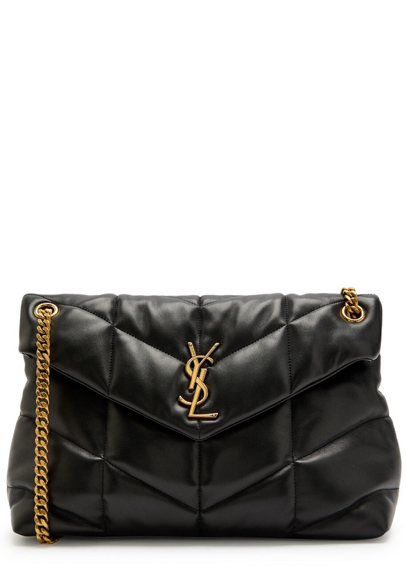 Photo: Saint Laurent Lou Puffer Medium Leather Shoulder bag - Black - One Size