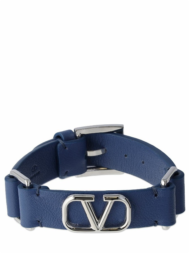Photo: VALENTINO GARAVANI - V Logo Signature Leather Belt Bracelet