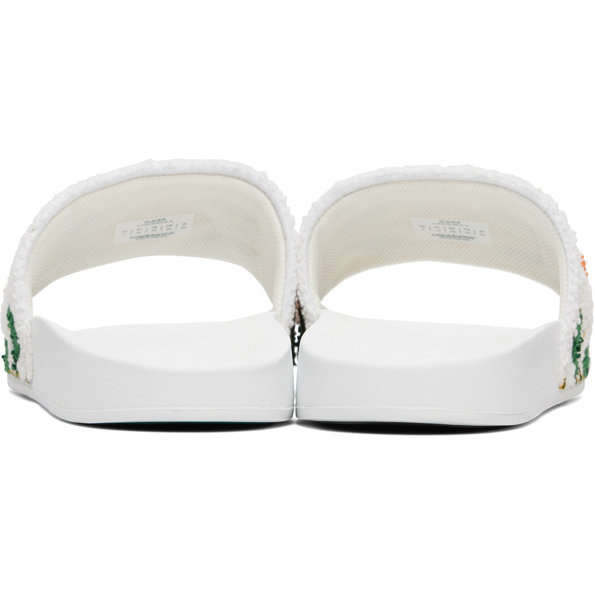 Casablanca White Embroidered Terry Slides