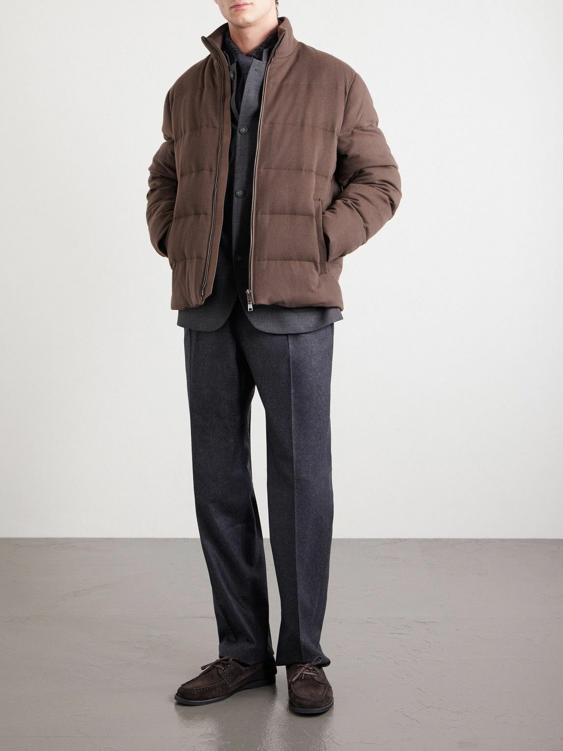 Zegna - Quilted Oasi Cashmere Down Jacket - Brown