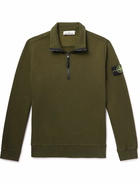 Stone Island - Logo-Appliquéd Garment-Dyed Cotton-Jersey Half-Zip Sweatshirt - Green