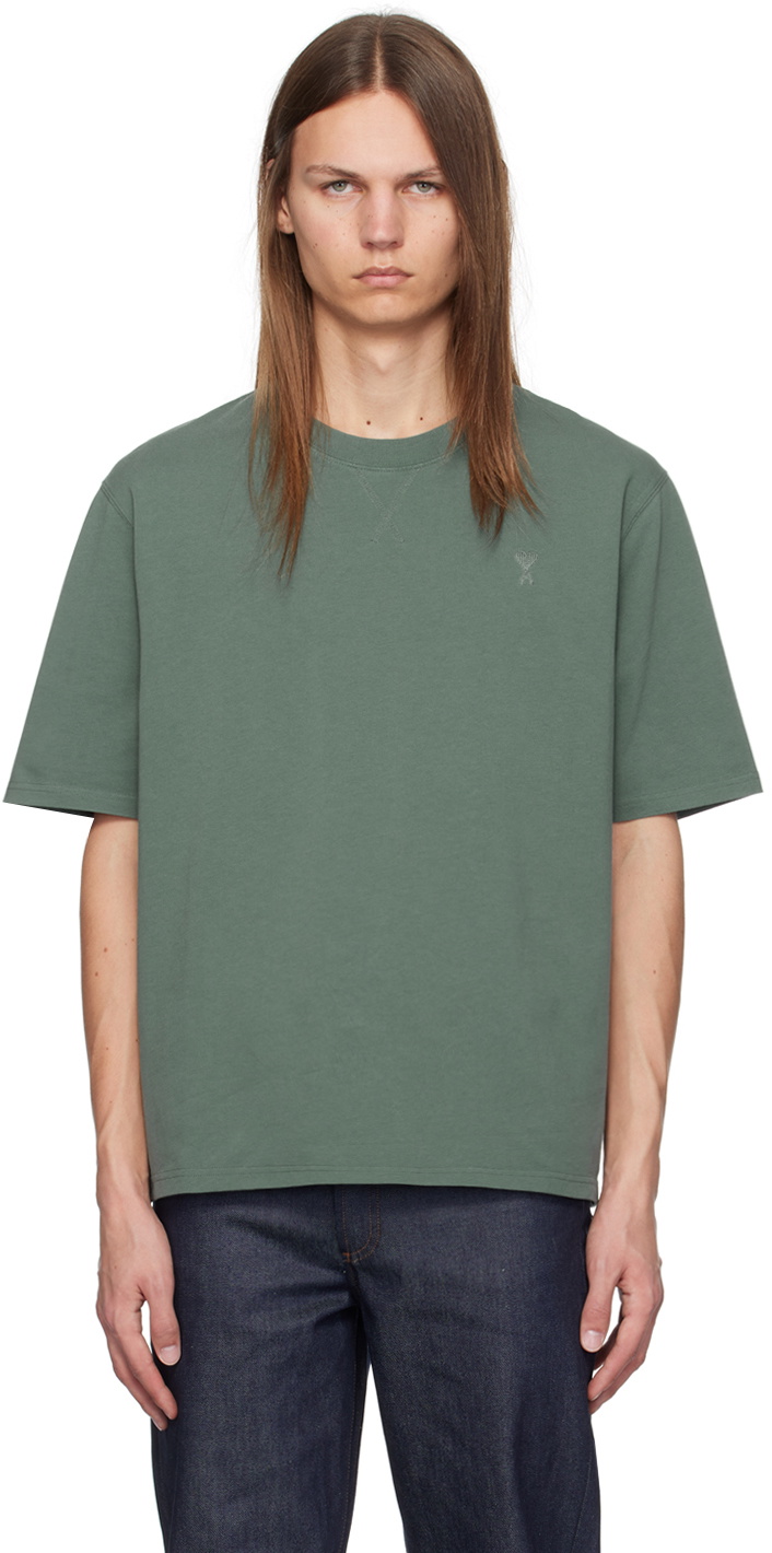 AMI PARIS オーバーサイズ Tシャツ グリーン AMI Paris Green Ami de Coeur T-shirt AMI