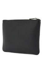 VALENTINO GARAVANI black leather minimalist pouch with zip Black