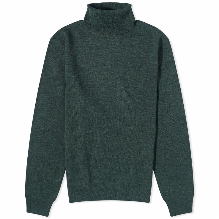 Photo: A.P.C. Dundee Roll Neck Knit in Heathered Green