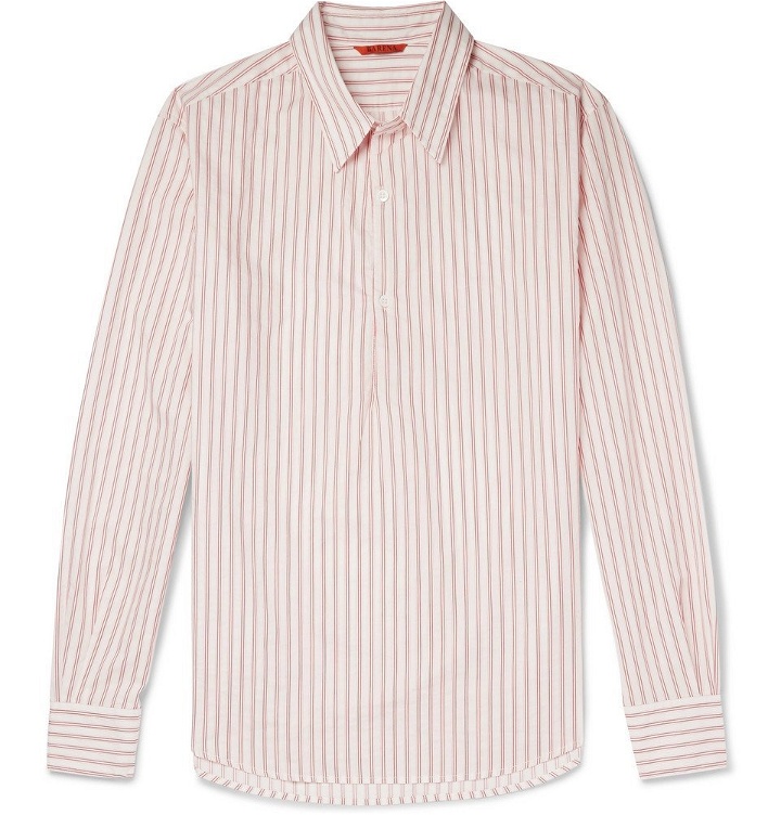 Photo: Barena - Slim-Fit Striped Cotton-Poplin Half-Placket Shirt - Men - Pink