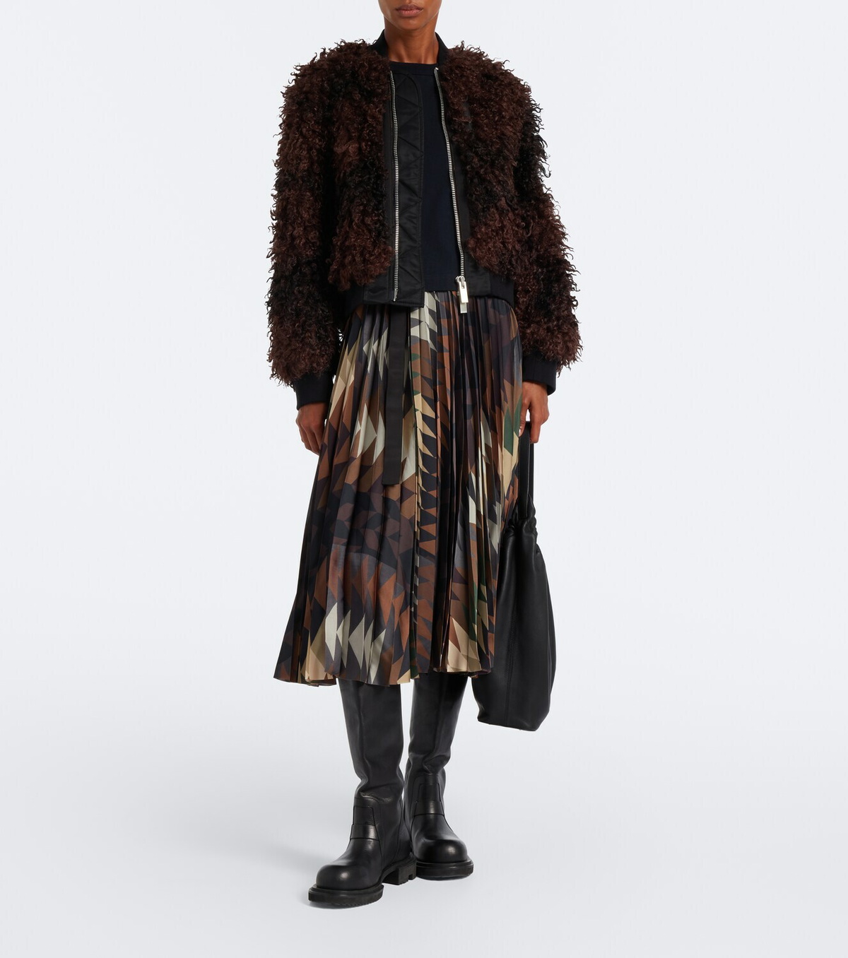 Sacai x A.P.C. plissé printed midi skirt