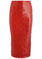 Rotate Sunday Sequin-embellished Tulle Midi Skirt Red