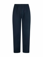 MC2 Saint Barth Man Navy Blue Seersucker Cotton Pants Relais