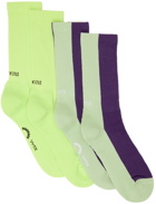 SOCKSSS Two-Pack Green & Purple Socks
