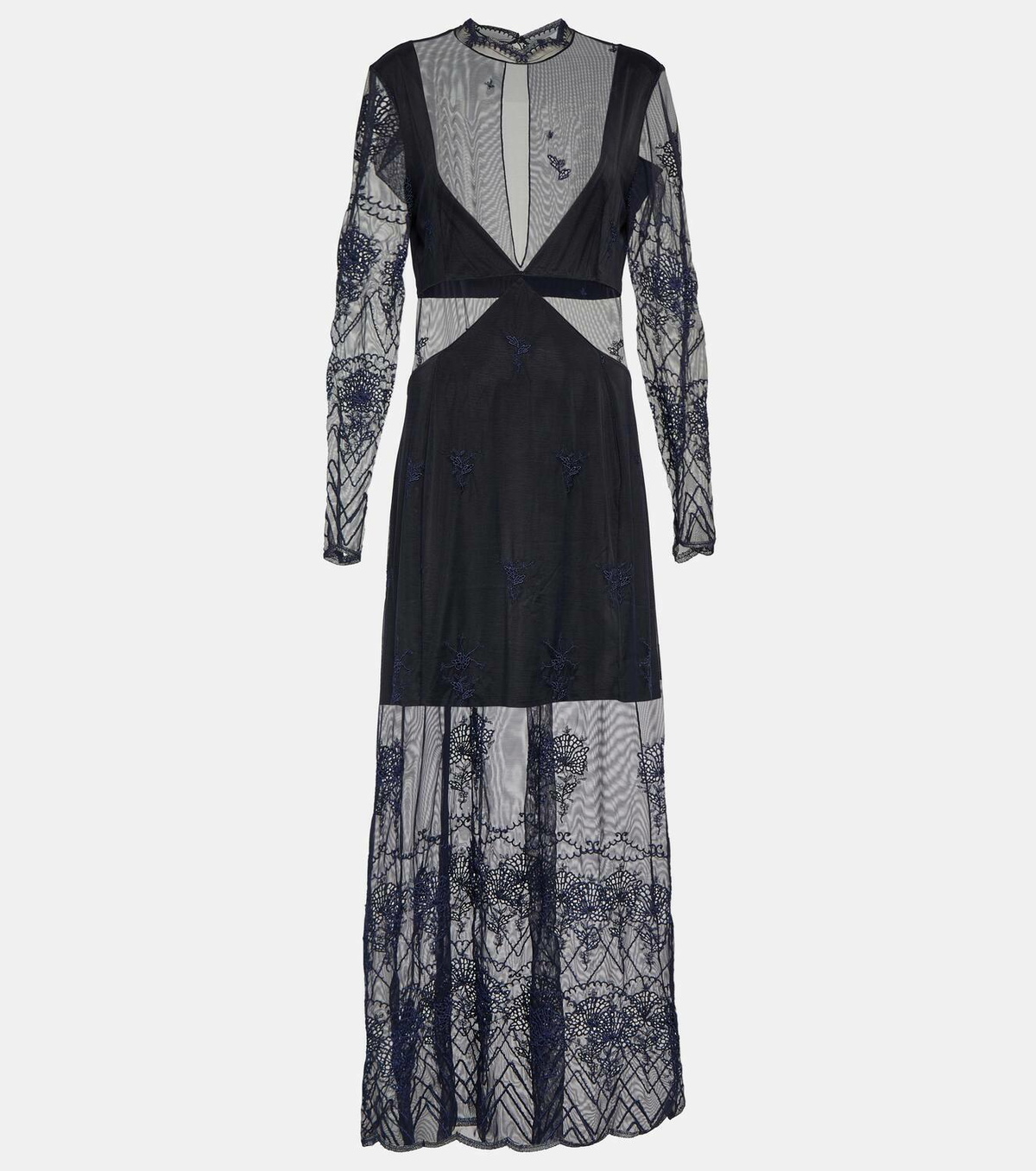 Rabanne Satin and lace cutout maxi dress Paco Rabanne
