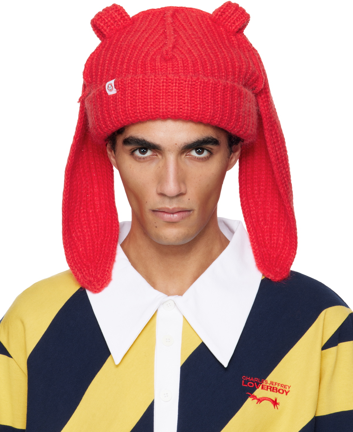 Charles Jeffrey LOVERBOY Red Mohair Chunky Rabbit Beanie Charles ...