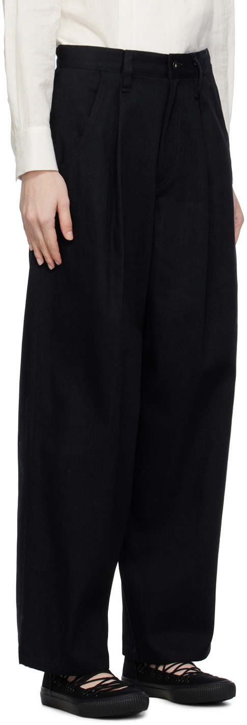 Y's Black Single-Pleated Trouser