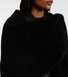 Balenciaga Shearling-trimmed leather scarf