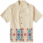 Portuguese Flannel Men's Melted Embroidered Vacation Shirt in Beige