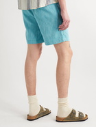 Corridor - Straight-Leg Herringbone Cotton-Dobby Drawstring Shorts - Blue