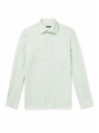 Rubinacci - Cutaway-Collar Striped Linen Shirt - Green