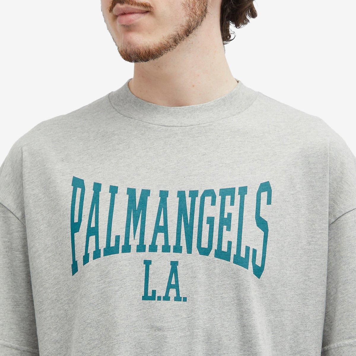 ★人気★【Palm Angels】COLLEGE CLASSIC T-SHIRT Palm Angels Men's College Classic T-Shirt in Grey Palm Angels