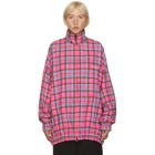 Balenciaga Pink Flannel Checkered Oversized Zip-Up Jacket
