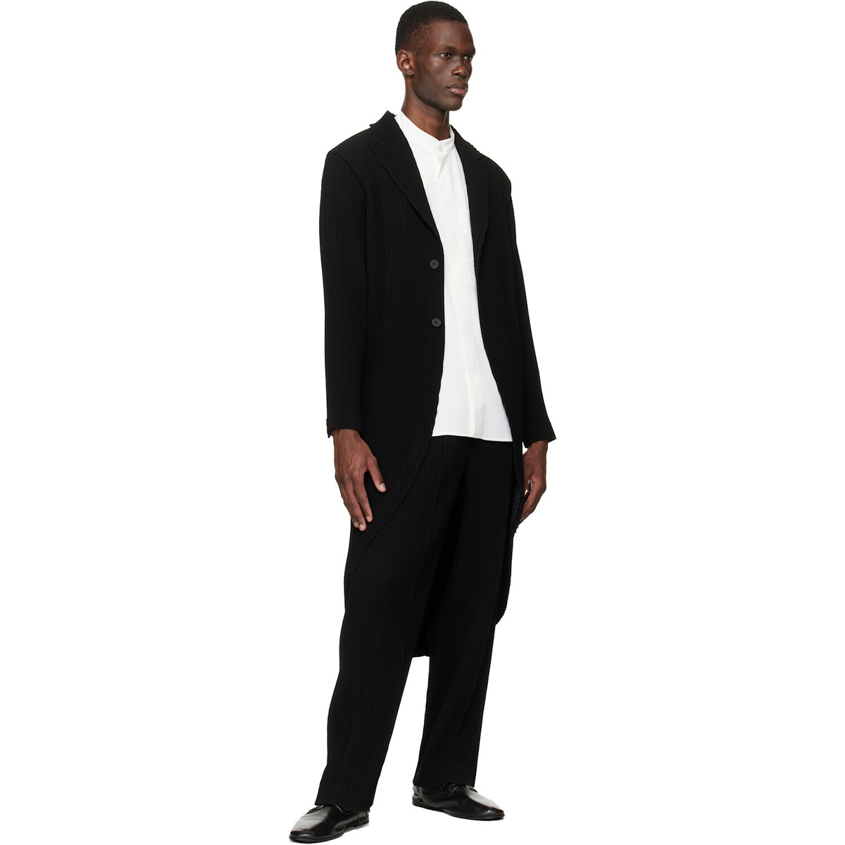 HOMME PLISSÉ ISSEY MIYAKE Black Tuxedo Pleats Trousers