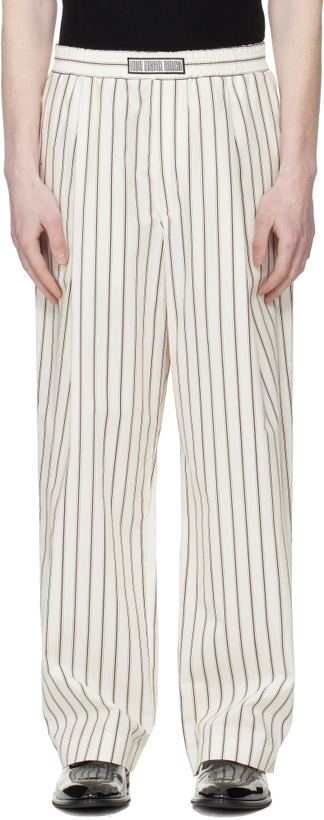 Photo: LGN Louis Gabriel Nouchi White Wide-Leg Striped Jogging Trousers