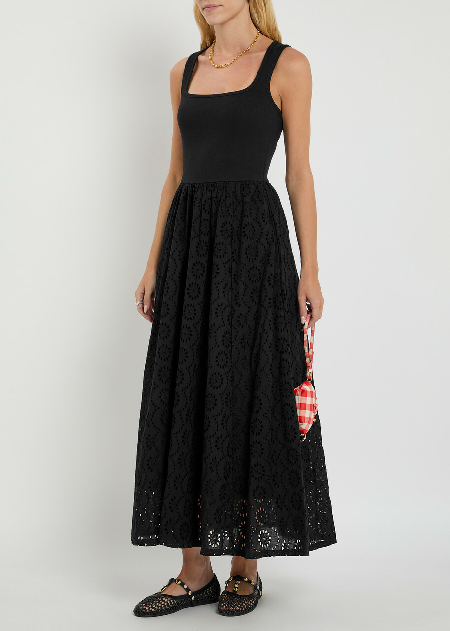 Paige Morel Broderie-anglaise Cotton Maxi Dress Black Paige