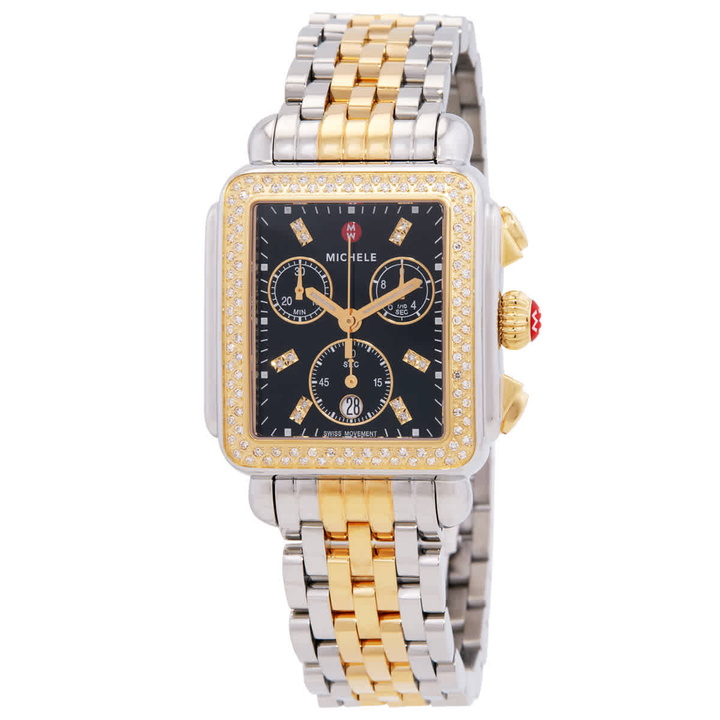 Photo: Michele Deco Chronograph Quartz Diamond Black Dial Ladies Watch MWW06A000808