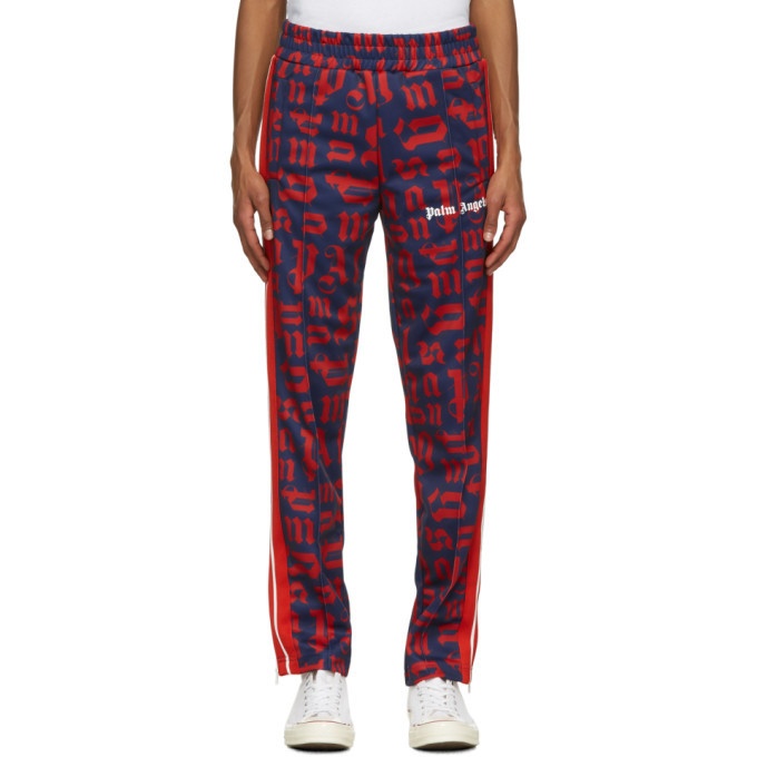 Photo: Palm Angels Navy and Red Monogram Track Pants