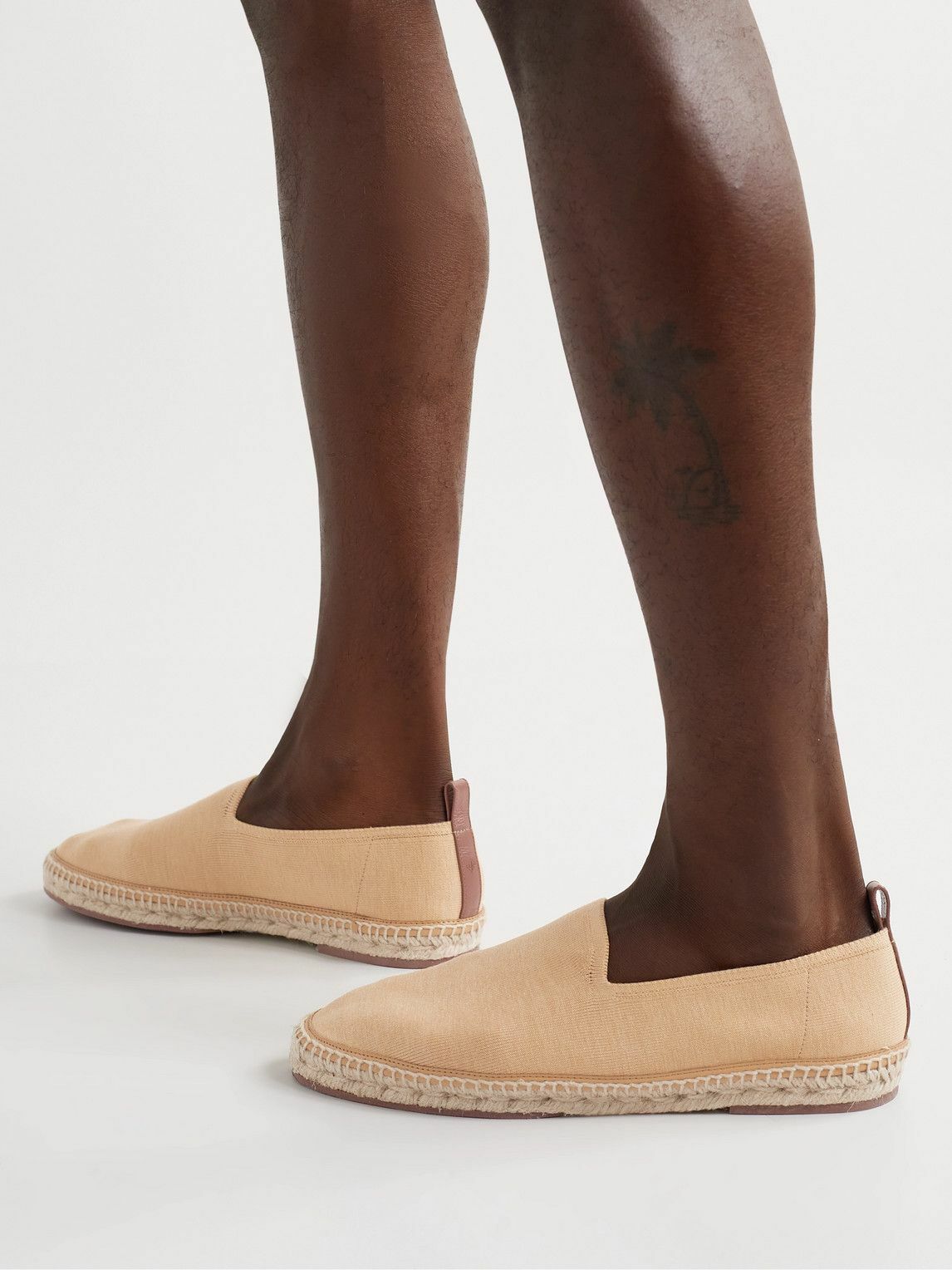 Loro Piana - Seaside Walk Leather-Trimmed Cotton and Silk-Blend Espadrilles - Orange