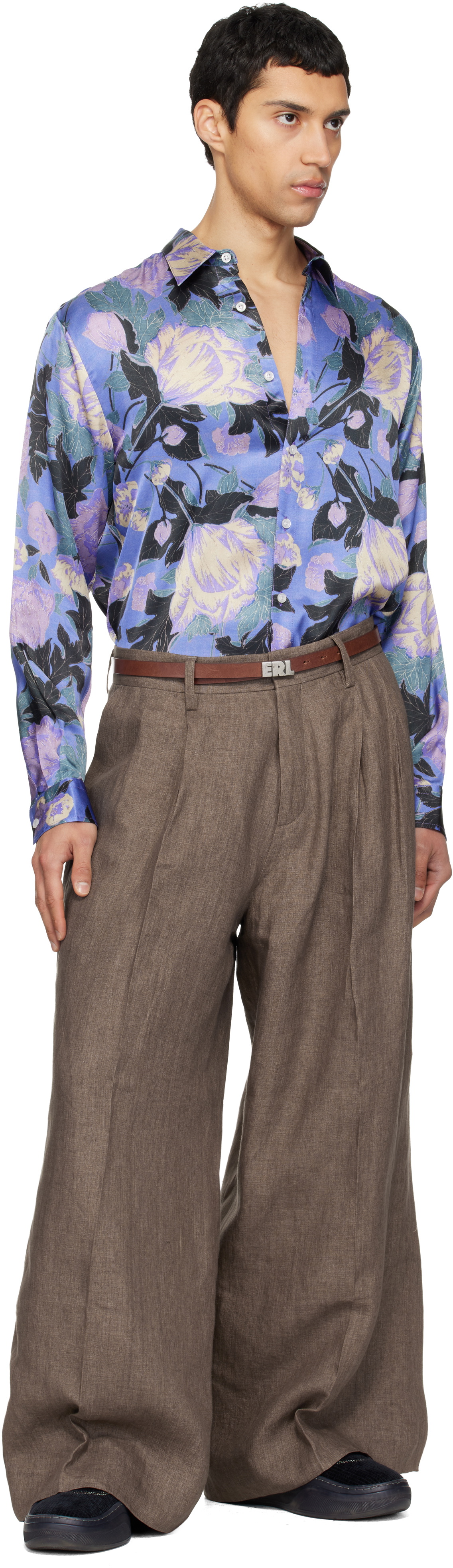 ERL Brown 'ERL' Skinny Leather Belt