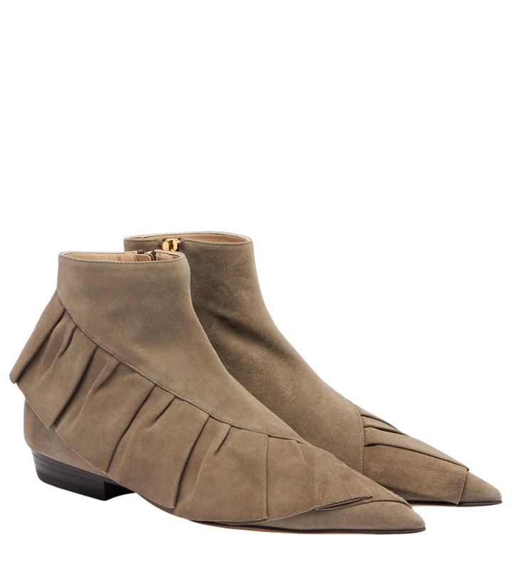 Photo: JW Anderson Ruffled suede ankle boots