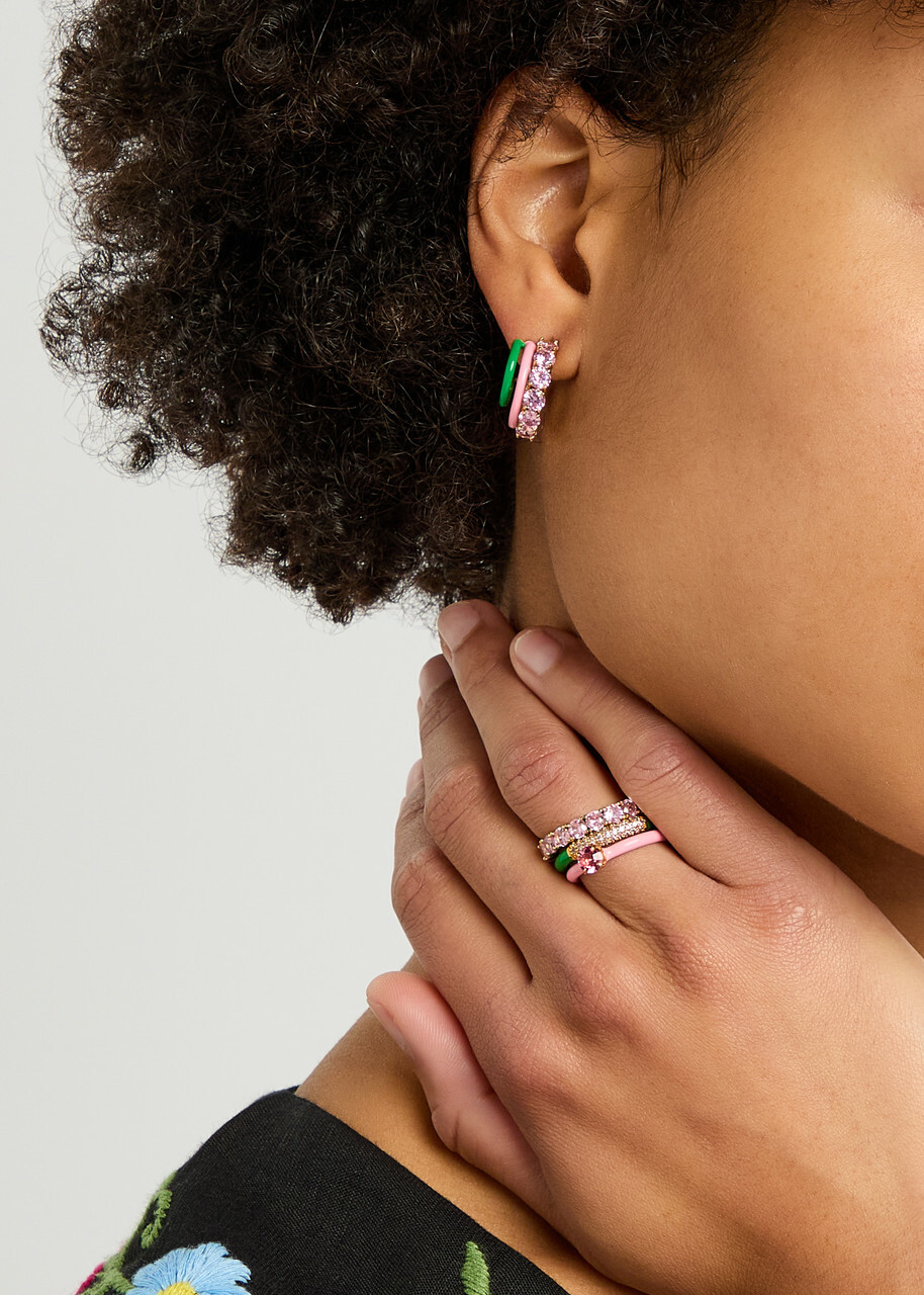 Kate Spade New York Hint of Shimmer Rings set of Three Pink