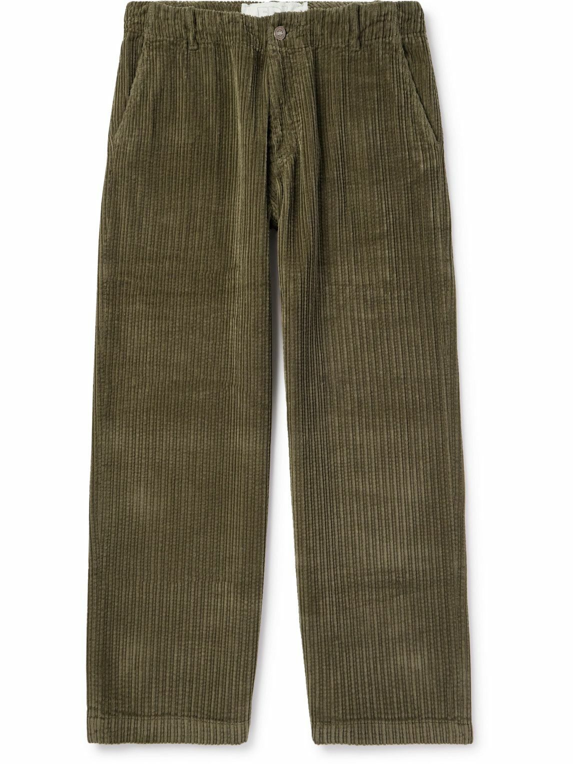 ERL - Straight-Leg Cotton-Corduroy Trousers - Green