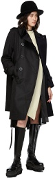 Sacai Off-White & Black Knit Wool & Satin Dress