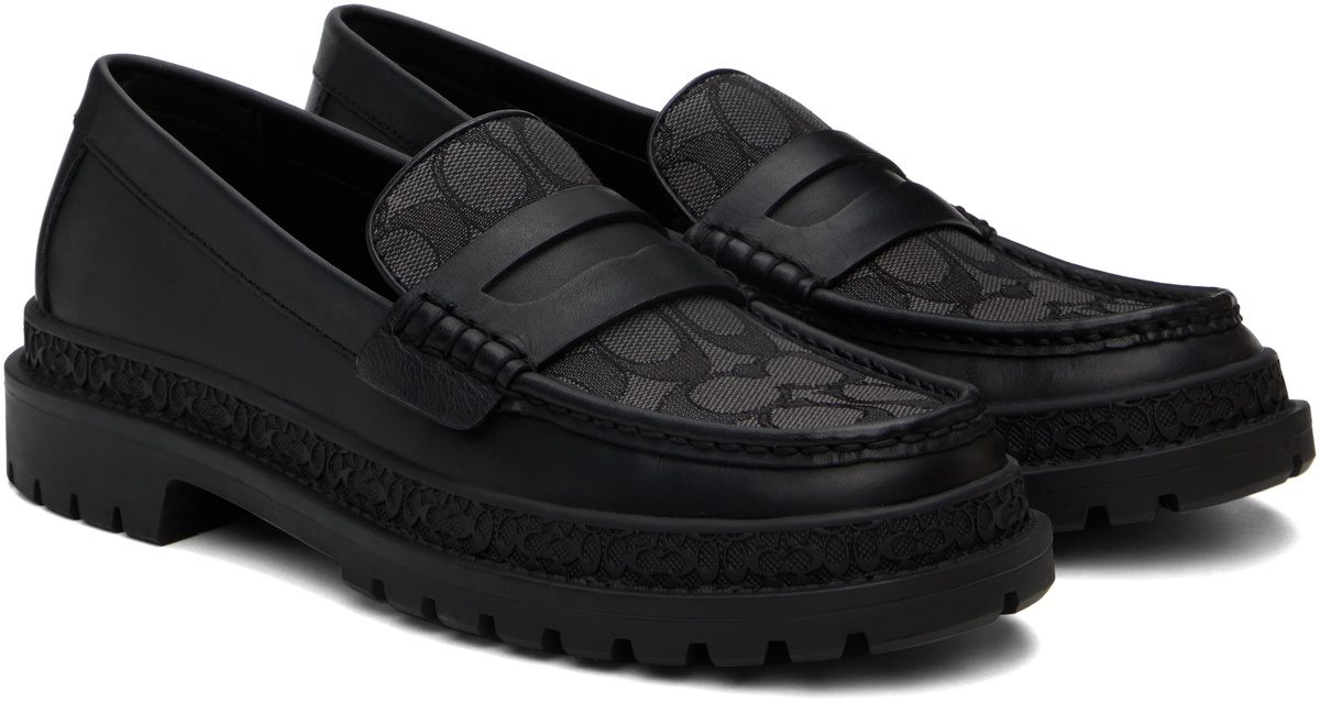 Coach 1941 Black Signature Jacquard & Signature Coin Loafers